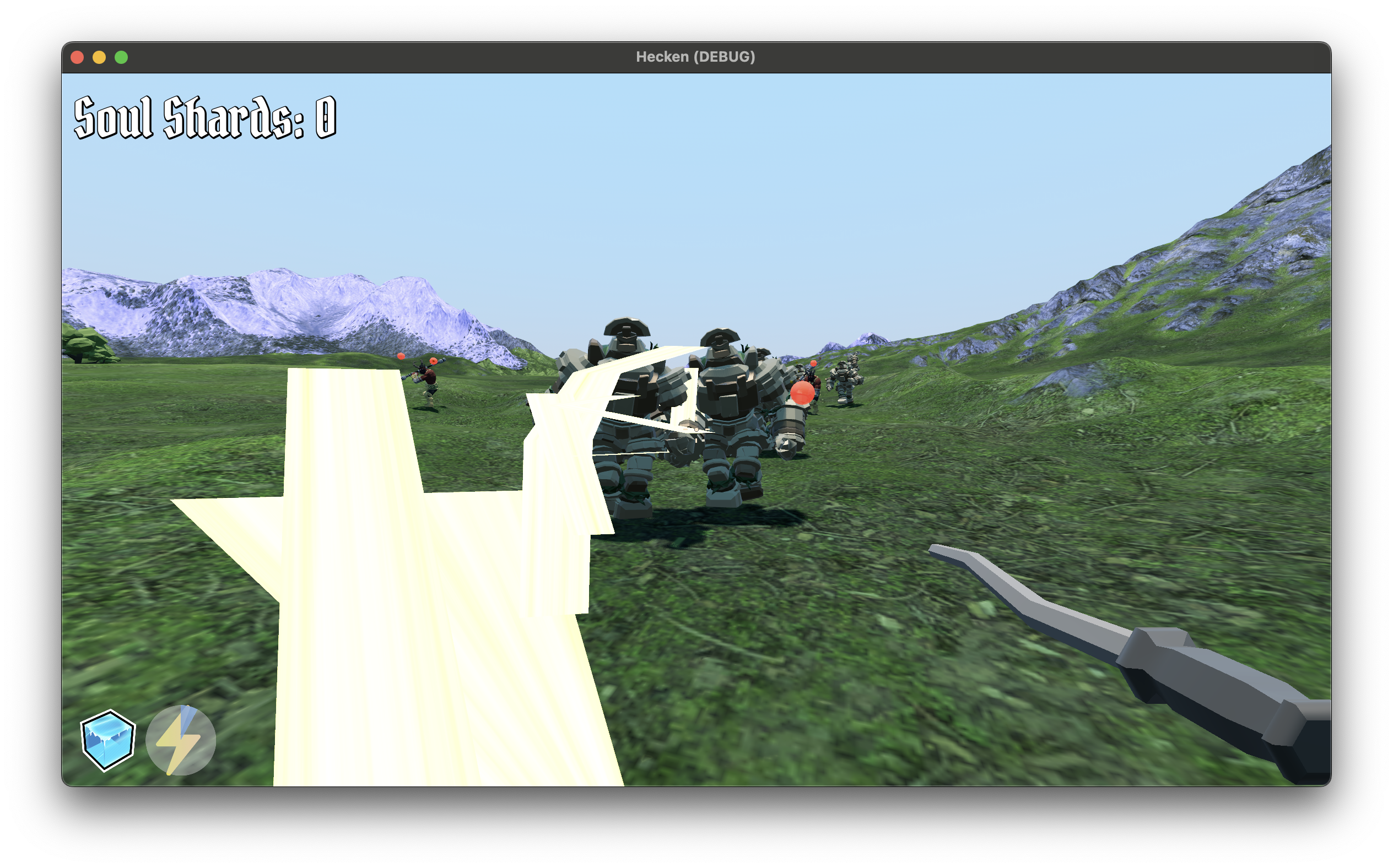 Chain lightning effect that arcs from one enemy to adjacent enemies, up to a maximum that can be increased as an upgrade