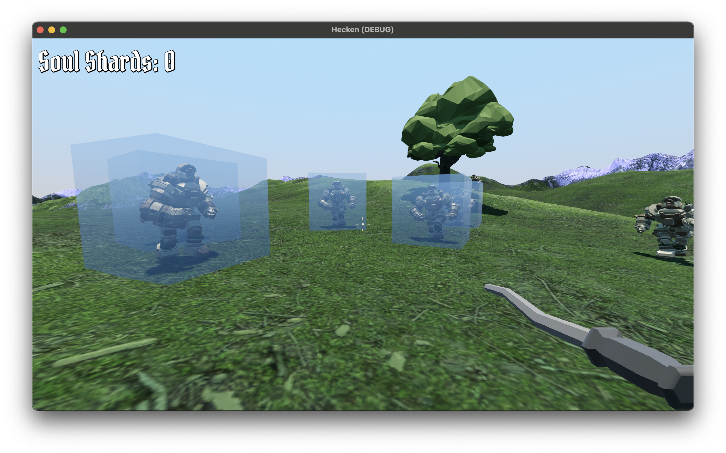 Golem enemies trapped in an ice cube like effect, an area of effect spell that stuns and ensures enemies