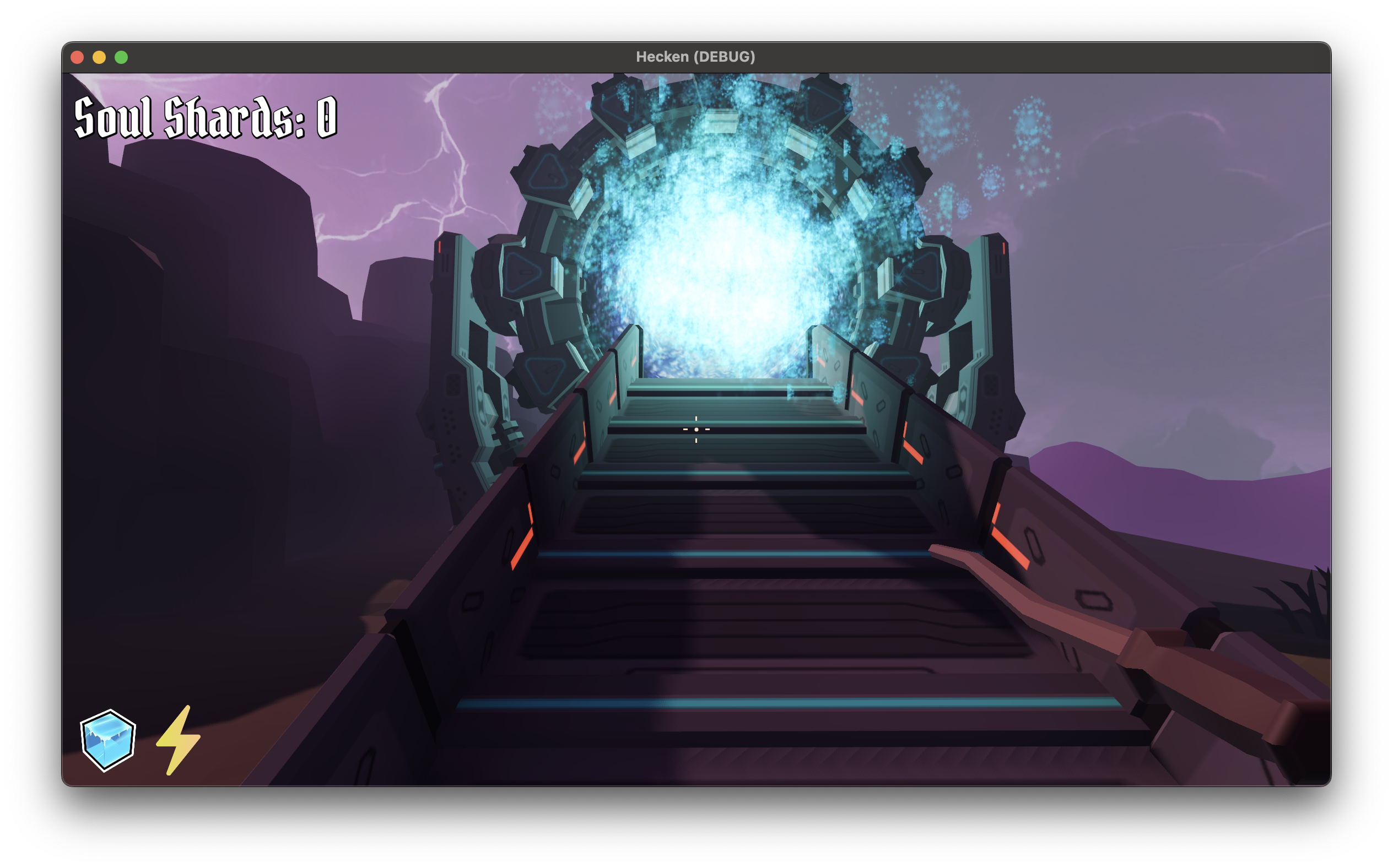 The warpgate at the end of the level, that becomes active after the player accomplishes the goal of eliminating all enemies