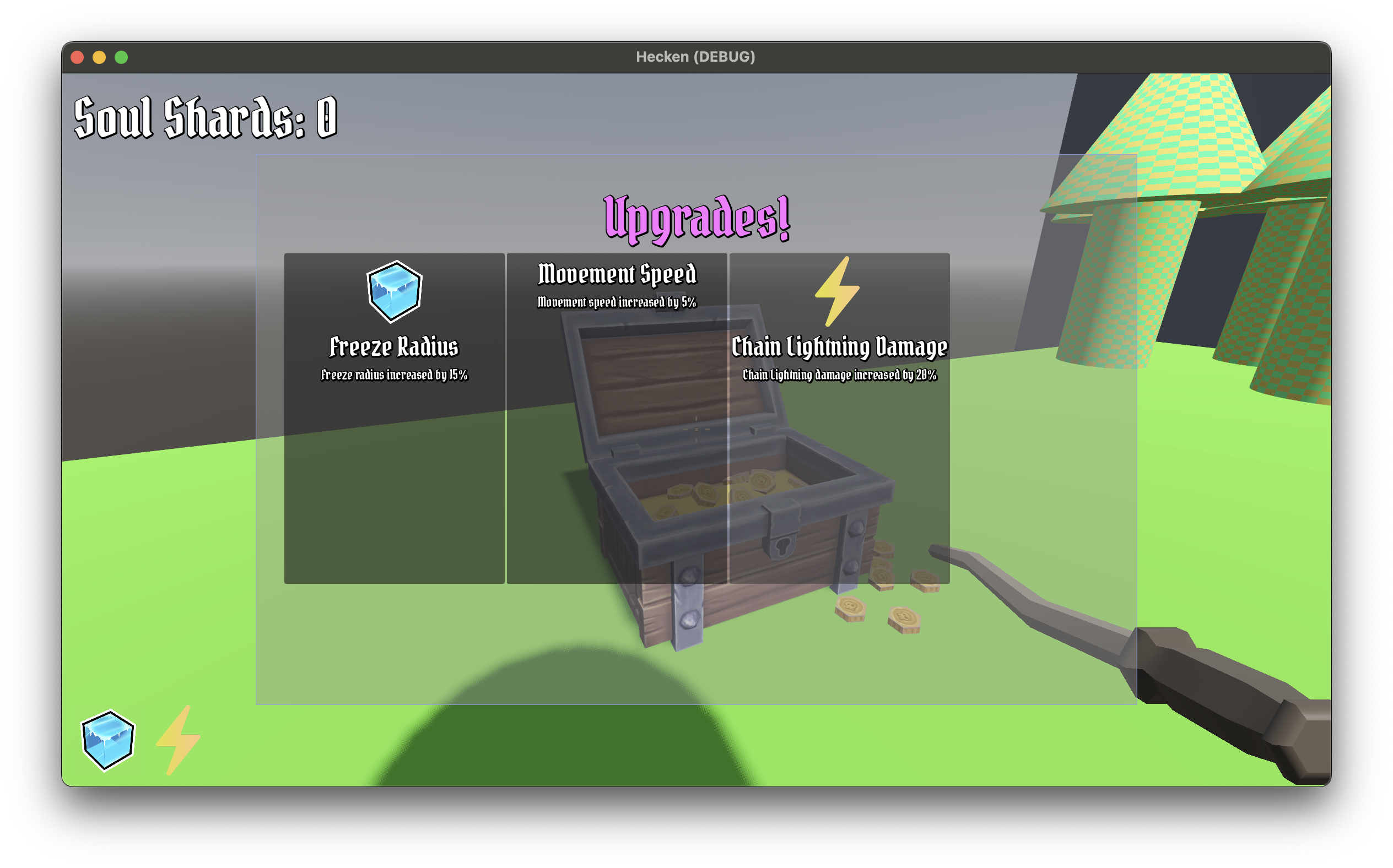 Upgrade display, showing all the options available to modify