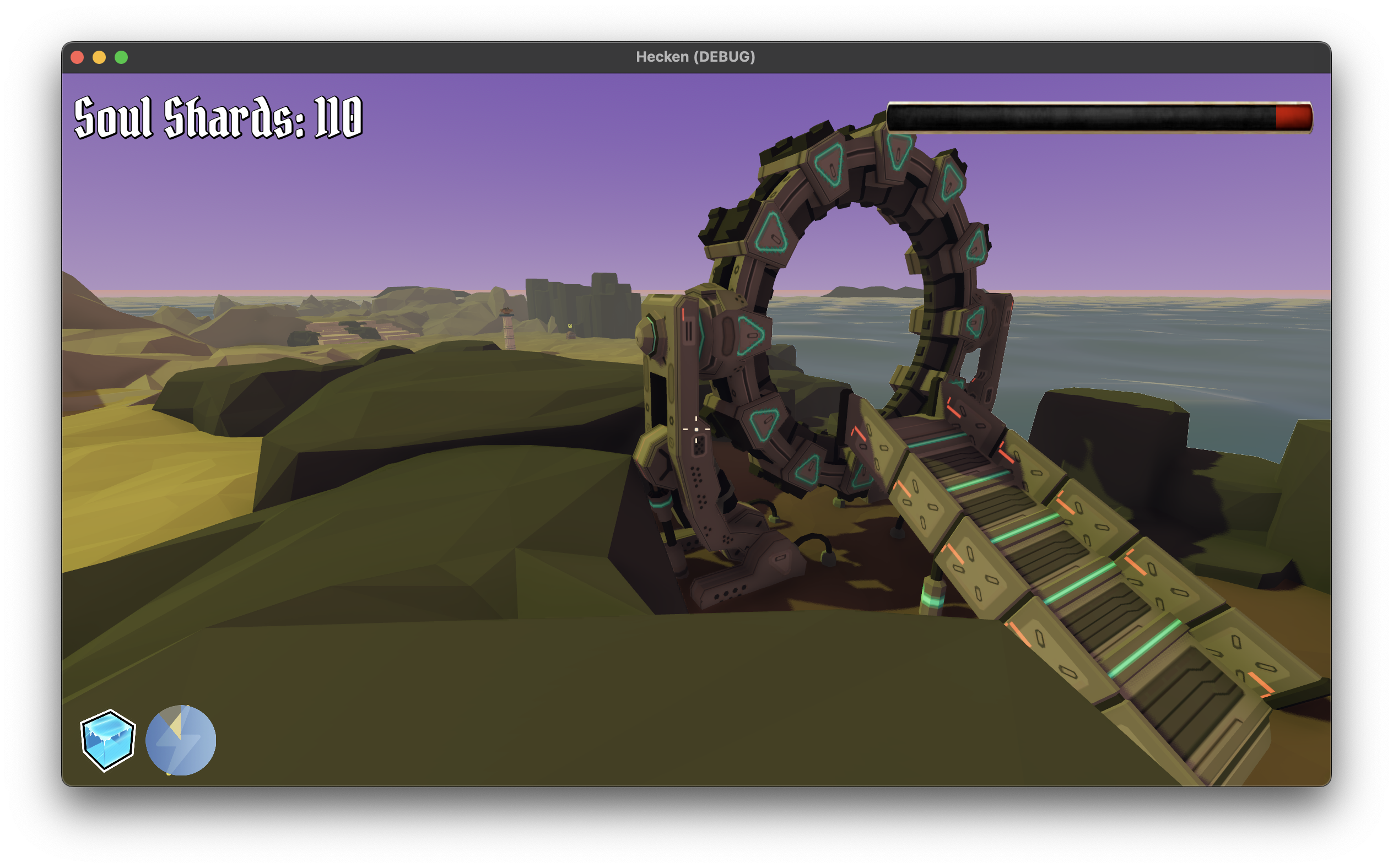 The warpgate at the end of the second level, when activated it plays an animation that causes a particle effect to spray out, like a Stargate from Stargate