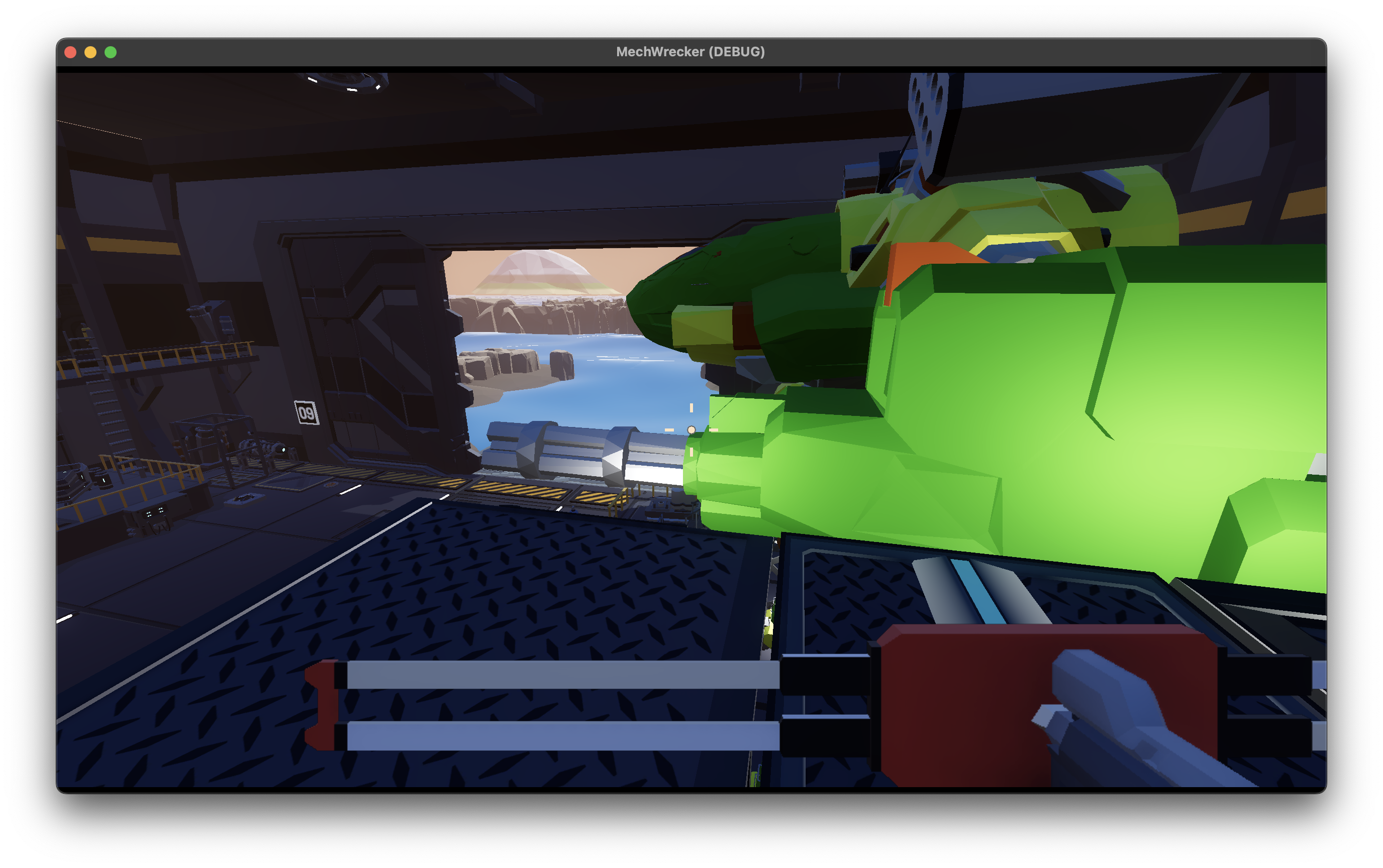 Modified hanger scene to represent salvage space